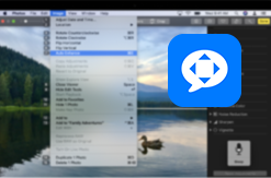 Voice Control icon overlaid on Mac desktop image